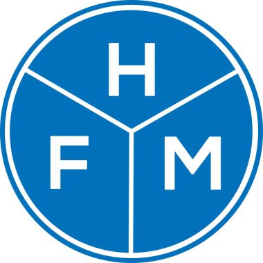 Beyaz arka planda HFM harf logosu tasarımı. HFM yaratıcı harflerin baş harfleri logo kavramı. HFM harf tasarımı.