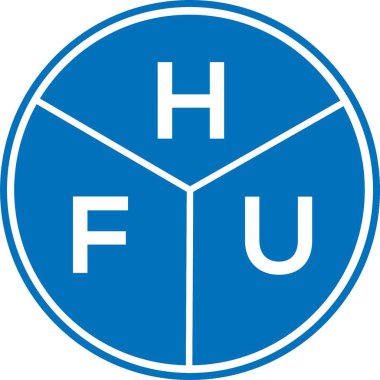 Beyaz arka planda HFU harf logosu tasarımı. HFU yaratıcı harflerin baş harfleri logo kavramı. HFU harf tasarımı.