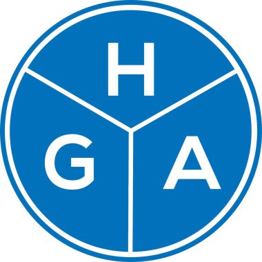 Beyaz arka planda HGA harf logosu tasarımı. HGA yaratıcı harfler logosu konsepti. HGA harf tasarımı.