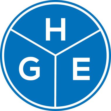 Beyaz arka planda HGE harf logosu tasarımı. HGE yaratıcı harflerin baş harfleri logo kavramı. HGE harf tasarımı.