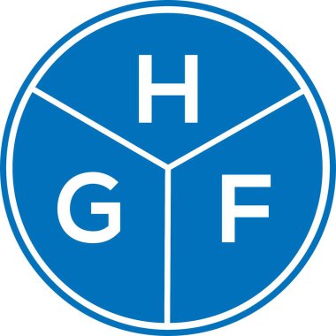 Beyaz arka planda HGF harf logosu tasarımı. HGF yaratıcı harflerin baş harfleri logo kavramı. HGF harf tasarımı.