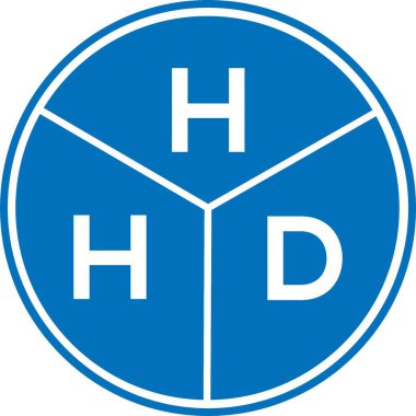 Beyaz arkaplanda HHD harf logosu tasarımı. HHD yaratıcı harflerin baş harfleri logo kavramı. HHD harf tasarımı.