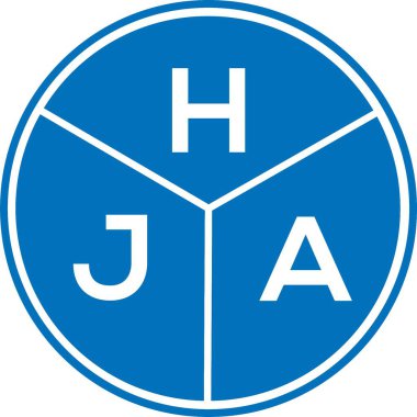 Beyaz arka planda HJA harf logosu tasarımı. HJA yaratıcı harfler logosu konsepti. HJA harf tasarımı.