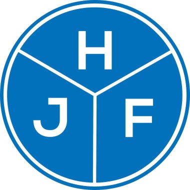 Beyaz arka planda HJF harf logosu tasarımı. HJF yaratıcı harflerin baş harfleri logo kavramı. HJF harf tasarımı.