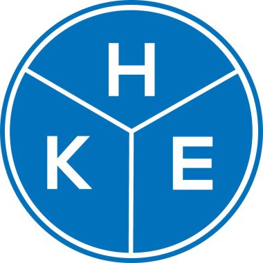 Beyaz arkaplanda HKE harf logosu tasarımı. HKE yaratıcı harflerin baş harfleri logo kavramı. HKE harf tasarımı.