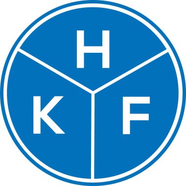 Beyaz arkaplanda HKF harf logosu tasarımı. HKF yaratıcı harflerin baş harfleri logo kavramı. HKF harf tasarımı.
