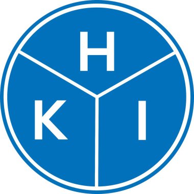 Beyaz arka planda HKI harf logosu tasarımı. HKI yaratıcı harflerin baş harfleri logo kavramı. HKI harf tasarımı.