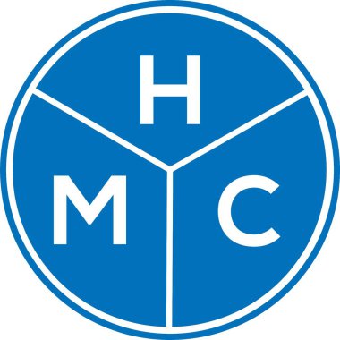 Beyaz arka planda HMC harf logosu tasarımı. HMC yaratıcı harflerin baş harfleri logo kavramı. HMC harf tasarımı.
