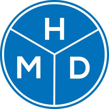 Beyaz arka planda HMD harf logosu tasarımı. HMD yaratıcı harflerin baş harfleri logo kavramı. HMD harf tasarımı.