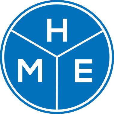 Beyaz arka planda HME harfi logo tasarımı. HME yaratıcı harflerin baş harfleri logo kavramı. HME harf tasarımı.