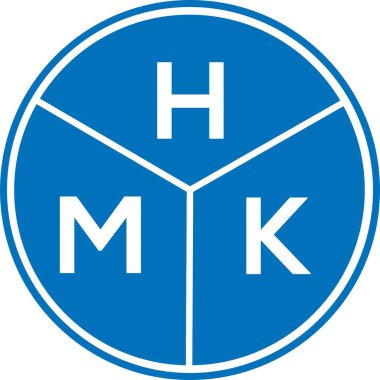 Beyaz arka planda HMK harf logosu tasarımı. HMK yaratıcı harflerin baş harfleri logo kavramı. HMK harf tasarımı.