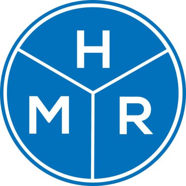 Beyaz arka planda HMR harf logosu tasarımı. HMR yaratıcı harflerin baş harfleri logo kavramı. HMR harf tasarımı.