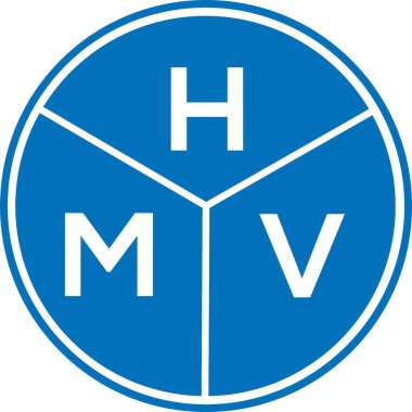 Beyaz arka planda HMV harf logosu tasarımı. HMV yaratıcı harflerin baş harfleri logo kavramı. HMV harf tasarımı.