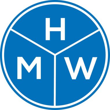 Beyaz arka planda HMW harf logosu tasarımı. HMW yaratıcı harflerin baş harfleri logo kavramı. HMW harf tasarımı.