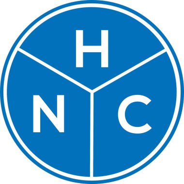 Beyaz arka planda HNC harf logosu tasarımı. HNC yaratıcı harflerin baş harfleri logo kavramı. HNC harf tasarımı.