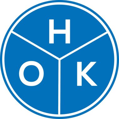Beyaz arkaplanda HOK harf logosu tasarımı. HOK yaratıcı harfler logosu konsepti. HOK harf tasarımı.