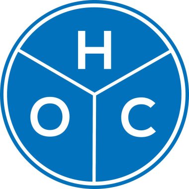 Beyaz arka planda HOC harf logosu tasarımı. HOC yaratıcı harflerin baş harfleri logo kavramı. HOC harf tasarımı.
