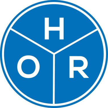 Beyaz arka planda HOR harf logosu tasarımı. HOR yaratıcı harflerin baş harfleri logo kavramı. HOR harf tasarımı.