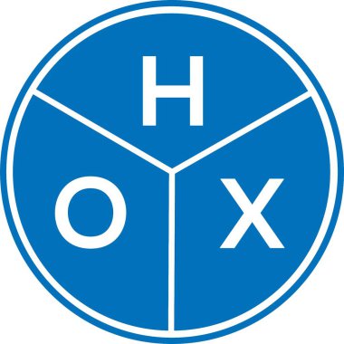 Beyaz arka planda HOX harfi logo tasarımı. HOX yaratıcı harflerin baş harfleri logo kavramı. HOX harf tasarımı.