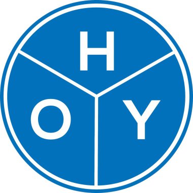 Beyaz arkaplanda HOY harf logosu tasarımı. Yaratıcı harflerin baş harfleri logo konsepti. HOY harf tasarımı.