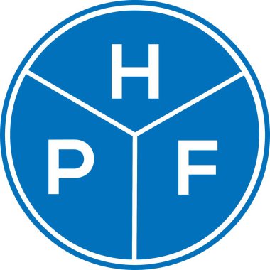 Beyaz arkaplanda HPF harf logosu tasarımı. HPF yaratıcı harflerin baş harfleri logo kavramı. HPF harf tasarımı.
