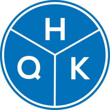 Beyaz arka planda HQK harf logosu tasarımı. HQK yaratıcı harflerin baş harfleri logo kavramı. HQK harf tasarımı.