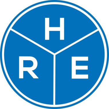 Beyaz arka planda HRE harf logosu tasarımı. HRE yaratıcı harflerin baş harfleri logo kavramı. HRE harf tasarımı.