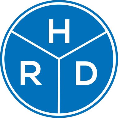 Beyaz arka planda HRD harf logosu tasarımı. HRD yaratıcı harflerin baş harfleri logo kavramı. HRD harf tasarımı.