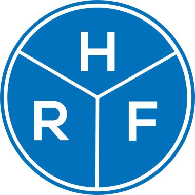 Beyaz arka planda HRF harf logosu tasarımı. HRF yaratıcı harflerin baş harfleri logo kavramı. HRF harf tasarımı.