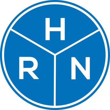 Beyaz arka planda HRN harf logosu tasarımı. HRN yaratıcı harflerin baş harfleri logo kavramı. HRN harf tasarımı.