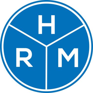 Beyaz arka planda HRM harf logosu tasarımı. HRM yaratıcı harflerin baş harfleri logo kavramı. HRM harf tasarımı.