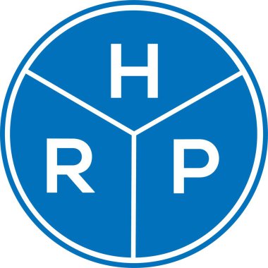 Beyaz arka planda HRP harf logosu tasarımı. HRP yaratıcı harflerin baş harfleri logo kavramı. HRP harf tasarımı.