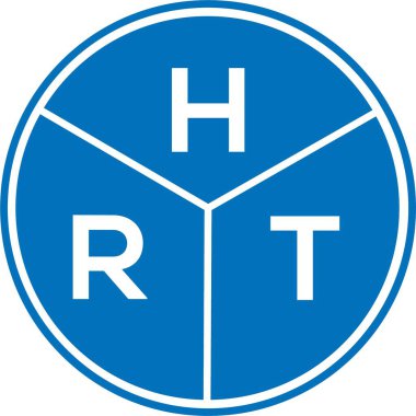 Beyaz arka planda HRT harf logosu tasarımı. HRT yaratıcı harflerin baş harfleri logo kavramı. HRT harf tasarımı.