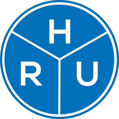 Beyaz arka planda HRU harf logosu tasarımı. HRU yaratıcı harflerin baş harfleri logo kavramı. HRU harf tasarımı.