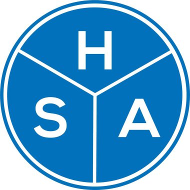 Beyaz arka planda HSA harf logosu tasarımı. HSA yaratıcı harfler logosu konsepti. HSA harf tasarımı.