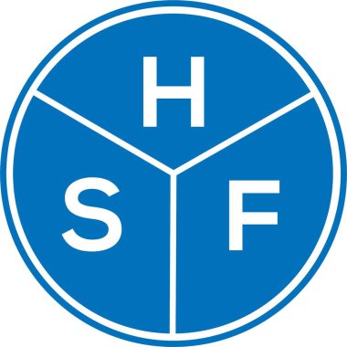 Beyaz arka planda HSF harf logosu tasarımı. HSF yaratıcı harflerin baş harfleri logo kavramı. HSF harf tasarımı.