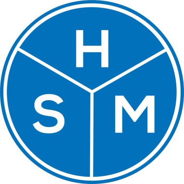 Beyaz arkaplanda HSM harf logosu tasarımı. HSM yaratıcı harflerin baş harfleri logo kavramı. HSM harf tasarımı.