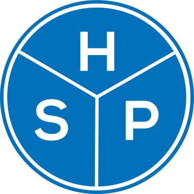 Beyaz arkaplanda HSP harf logosu tasarımı. HSP yaratıcı harflerin baş harfleri logo kavramı. HSP harf tasarımı.