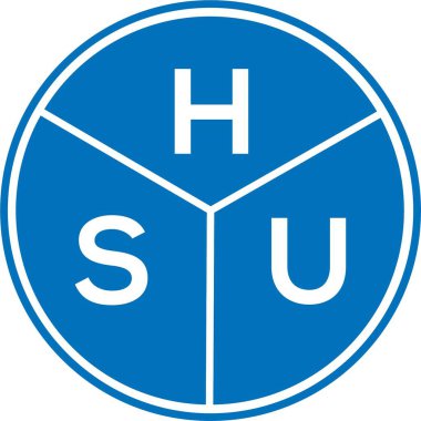 Beyaz arka planda HSU harf logosu tasarımı. HSU yaratıcı harflerin baş harfleri logo kavramı. HSU harf tasarımı.