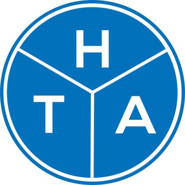 Beyaz arka planda HTA harf logosu tasarımı. HTA yaratıcı harf logosu konsepti. HTA harf tasarımı.
