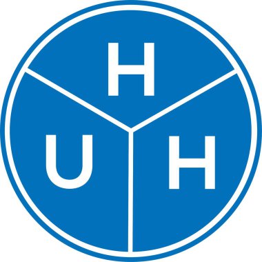 Beyaz arka planda HUH harfli logo tasarımı. Yaratıcı harflerin baş harfleri logo konsepti. HUH harf tasarımı.