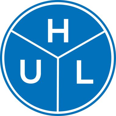 Beyaz arka planda HUL harf logosu tasarımı. HUL yaratıcı harflerin baş harfleri logo kavramı. HUL harf tasarımı.