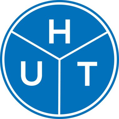 Beyaz arka planda HUT harf logosu tasarımı. HUT yaratıcı harf logosu konsepti. HUT harf tasarımı.