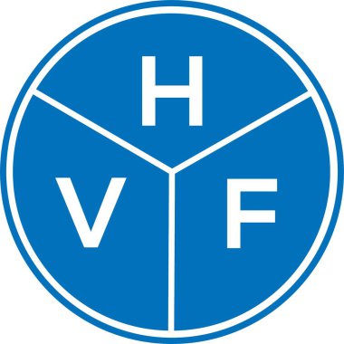 Beyaz arka planda HVF harf logosu tasarımı. HVF yaratıcı harflerin baş harfleri logo kavramı. HVF harf tasarımı.