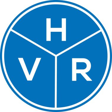 Beyaz arka planda HVR harf logosu tasarımı. HVR yaratıcı harflerin baş harfleri logo kavramı. HVR harf tasarımı.