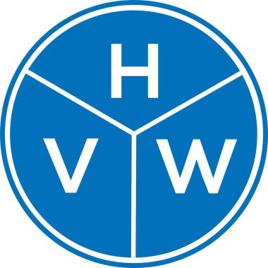 Beyaz arka planda HVW harf logosu tasarımı. HVW yaratıcı harflerin baş harfleri logo kavramı. HVW harf tasarımı.
