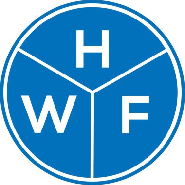 Beyaz arka planda HWF harf logosu tasarımı. HWF yaratıcı harflerin baş harfleri logo kavramı. HWF harf tasarımı.