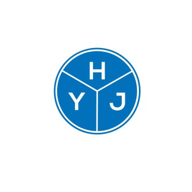 Beyaz arka planda HYJ harf logosu tasarımı. HYJ yaratıcı harflerin baş harfleri logo kavramı. HYJ harf tasarımı.