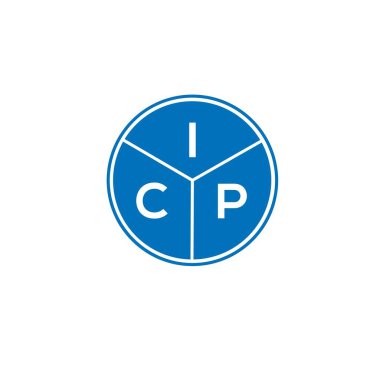 Beyaz arka planda ICP harf logosu tasarımı. ICP yaratıcı harflerin baş harfleri logo kavramı. ICP harf tasarımı.