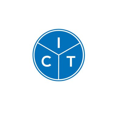 Beyaz arka planda ICT mektup logosu tasarımı. BT yaratıcı harflerin baş harfleri logo kavramı. ICT harf tasarımı.